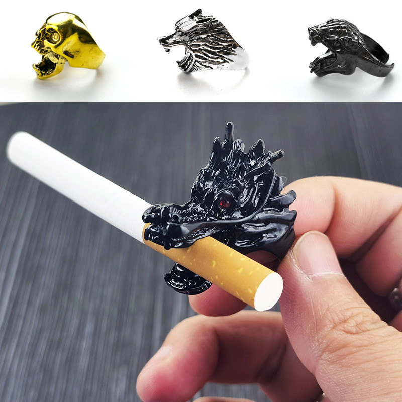 YADELAI 2022 divatos vintage sárkány alakú cigaretta csíptetős gyűrűs kütyü férfiaknak, pipatartozék, divatos gyűrű, egyedi ajándék