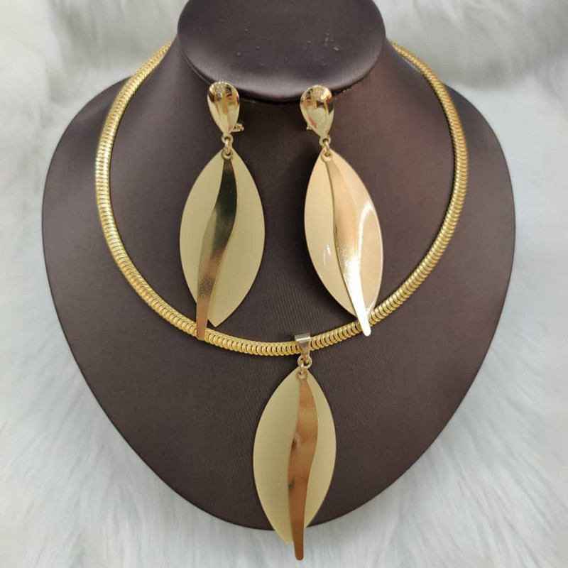 Dubajaus papuošalų rinkinys, paauksuotas auskaras ir pakabukas, karoliai, vestuvių dizainas, naujas aksesuaras, skirtas Afrikos sužadėtuvių papuošalų dovanoms