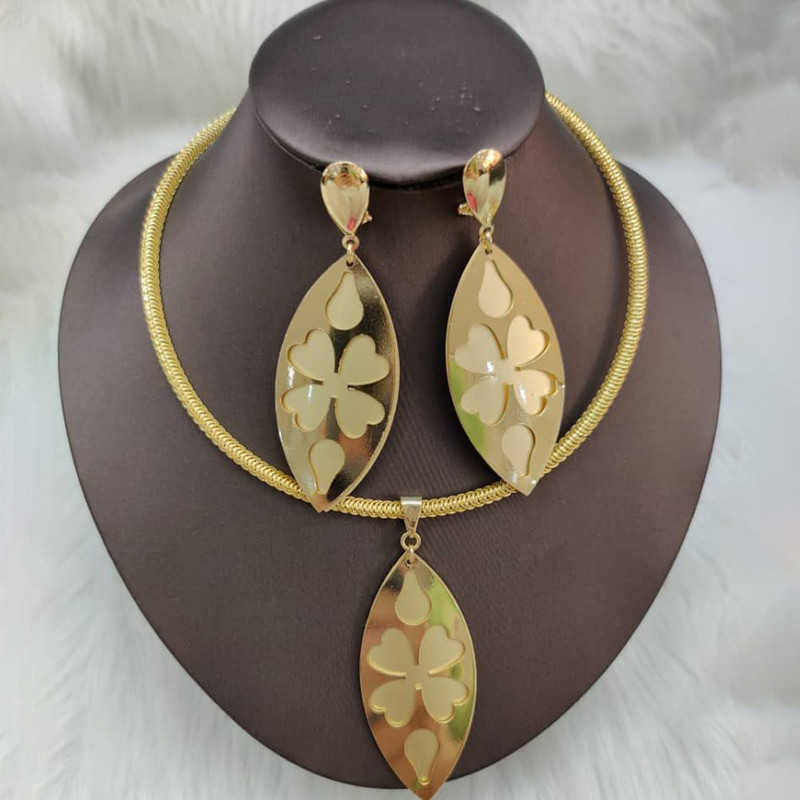 Dubajaus papuošalų rinkinys, paauksuotas auskaras ir pakabukas, karoliai, vestuvių dizainas, naujas aksesuaras, skirtas Afrikos sužadėtuvių papuošalų dovanoms