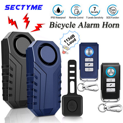Sectyme Bike Alarm Horn Безжичен сензор за вибрации Водоустойчив мотоциклет против кражба Аларма за електрически велосипед с дистанционно управление