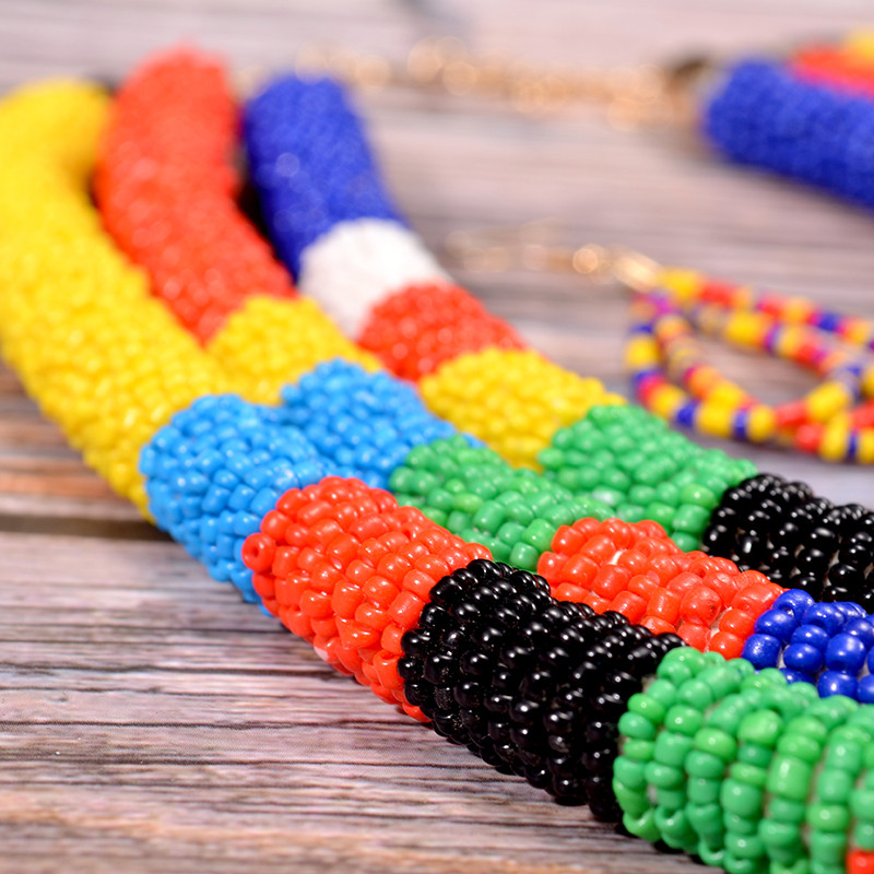 UDDEIN kézzel készített etnikai szokások Boho gyöngy nyaklánc fülbevaló szett Vintage nyilatkozat Maxi gallér party ajándék Collier afrikai ékszerek