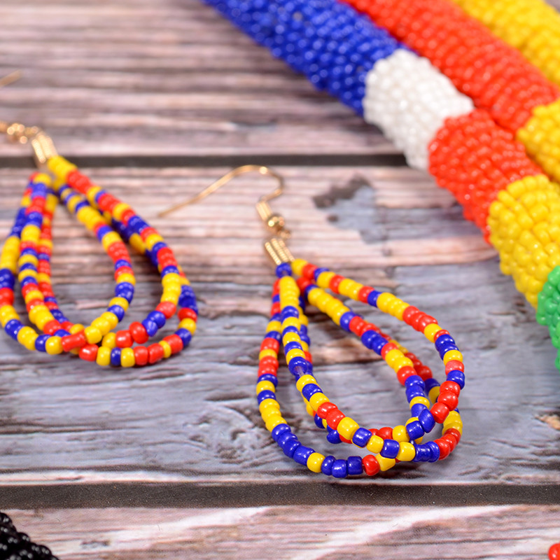 UDDEIN kézzel készített etnikai szokások Boho gyöngy nyaklánc fülbevaló szett Vintage nyilatkozat Maxi gallér party ajándék Collier afrikai ékszerek