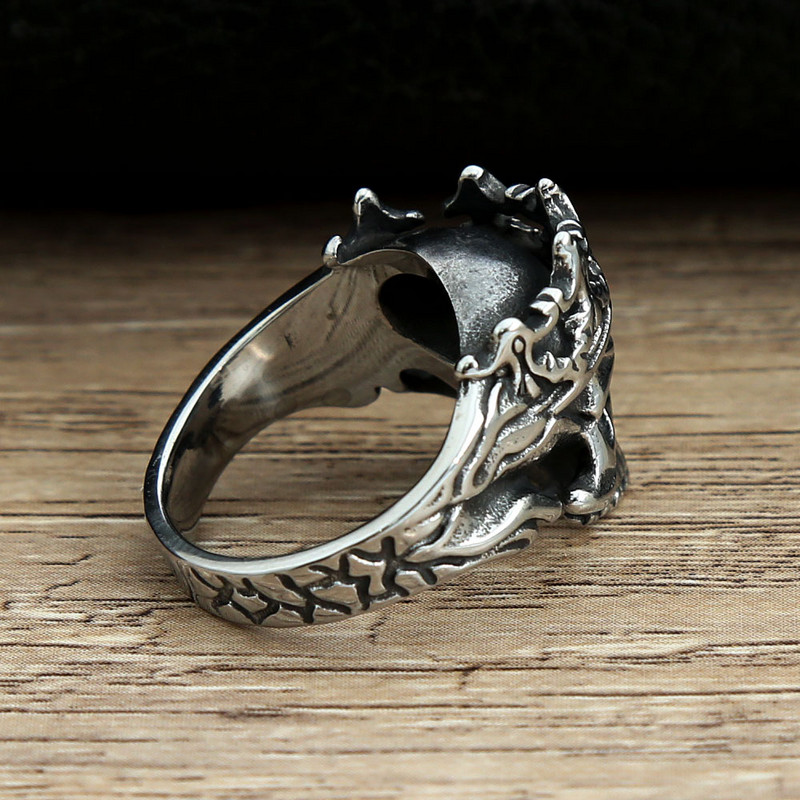 Vintage Gothic Crown Calvarium Skull Punk Ring Férfi 316L rozsdamentes acél Halloween divatékszer Ajándék barátnak 7-13 méret