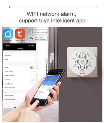 Wifi интелигентна домашна алармена система Безжична 433MHz охранителна аларма за кражба Tuya Smart Life App Control Безжичен комплект за домашна аларма