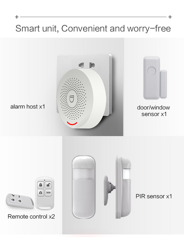 Wifi интелигентна домашна алармена система Безжична 433MHz охранителна аларма за кражба Tuya Smart Life App Control Безжичен комплект за домашна аларма