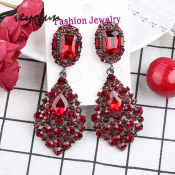 Класически висящи обеци с червени кристали Veyofun Луксозни кристални обеци с капки Бижута за жени Brinco на едро