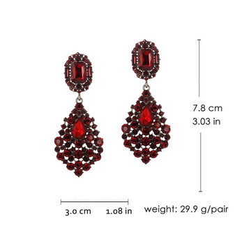 Класически висящи обеци с червени кристали Veyofun Луксозни кристални обеци с капки Бижута за жени Brinco на едро