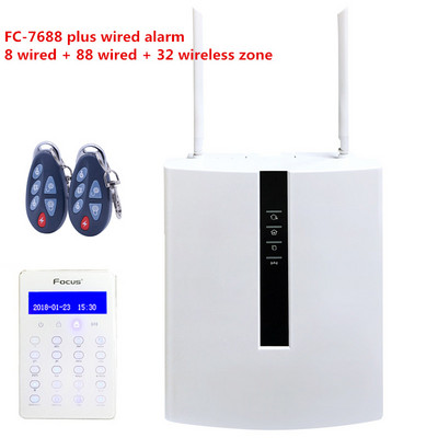 Focus FC-7668Pro juhtmega tööstuslik Rj45 TCP IP-alarm GSM kodualarm 8 juhtmega tsooni ja 88 siini tsooniga häiresüsteemiga