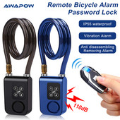 Awapow Bike Alarm Code Lock Bezdrôtový diaľkový ovládač Proti krádeži Cyklistický alarm 110dB Vibrácie proti vlámaniu Cyklistický alarm s heslom