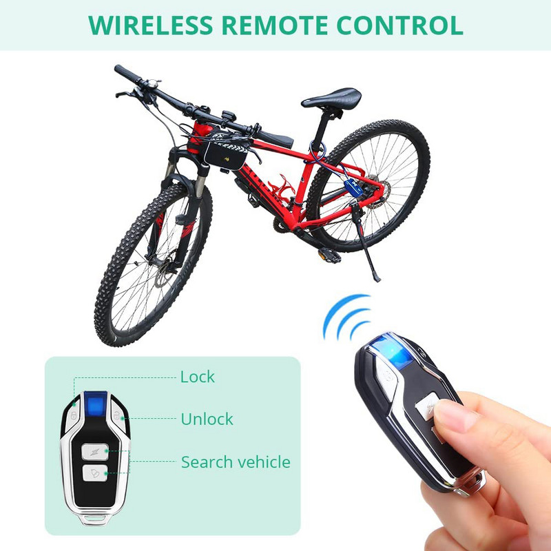 Awapow Bike Alarm Code Lock Bezdrôtový diaľkový ovládač Proti krádeži Cyklistický alarm 110dB Vibrácie proti vlámaniu Cyklistický alarm s heslom