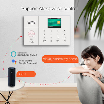 GauTone 3G 4G Безжична алармена система WiFi Система за домашна сигурност с IP камера Поддръжка на детектор за дим Alexa Tuya Smart Life