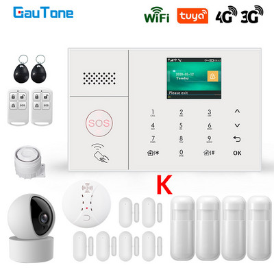 GauTone 3G 4G vezeték nélküli riasztórendszer WiFi otthoni biztonsági rendszer IP-kamerával füstérzékelő támogatás Alexa Tuya Smart Life