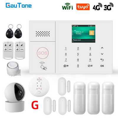 GauTone 3G 4G vezeték nélküli riasztórendszer WiFi otthoni biztonsági rendszer IP-kamerával füstérzékelő támogatás Alexa Tuya Smart Life