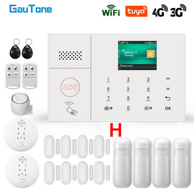 GauTone 3G 4G vezeték nélküli riasztórendszer WiFi otthoni biztonsági rendszer IP-kamerával füstérzékelő támogatás Alexa Tuya Smart Life