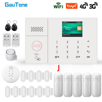 GauTone 3G 4G vezeték nélküli riasztórendszer WiFi otthoni biztonsági rendszer IP-kamerával füstérzékelő támogatás Alexa Tuya Smart Life