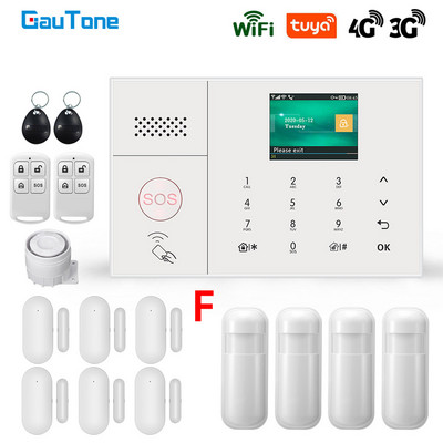 GauTone 3G 4G vezeték nélküli riasztórendszer WiFi otthoni biztonsági rendszer IP-kamerával füstérzékelő támogatás Alexa Tuya Smart Life