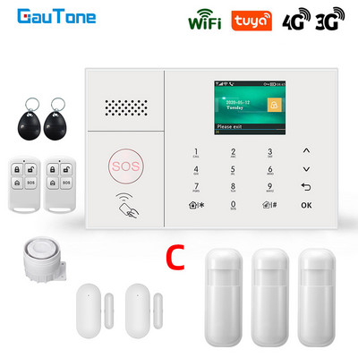 GauTone 3G 4G vezeték nélküli riasztórendszer WiFi otthoni biztonsági rendszer IP-kamerával füstérzékelő támogatás Alexa Tuya Smart Life