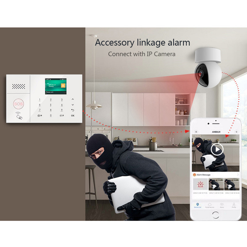 GauTone 3G 4G vezeték nélküli riasztórendszer WiFi otthoni biztonsági rendszer IP-kamerával füstérzékelő támogatás Alexa Tuya Smart Life