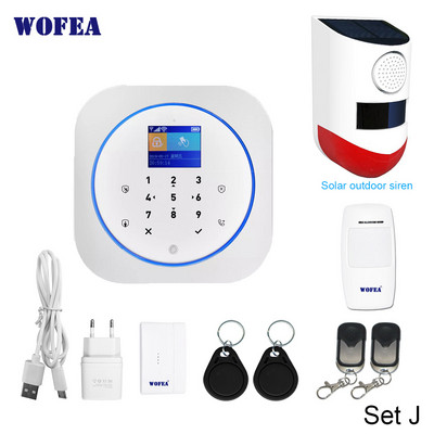 Wofea Smart Home Security 2 în 1 Sistem wireless de alarmă Wifi și GSM Funcționează cu APP Tastatură tactilă LCD RFID Control etichetă Alexa