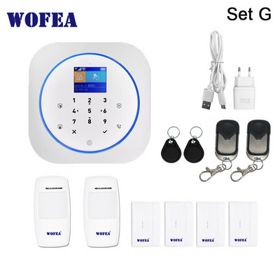 Wofea Smart Home Security 2 în 1 Sistem wireless de alarmă Wifi și GSM Funcționează cu APP Tastatură tactilă LCD RFID Control etichetă Alexa