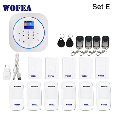 Wofea Smart Home Security 2 în 1 Sistem wireless de alarmă Wifi și GSM Funcționează cu APP Tastatură tactilă LCD RFID Control etichetă Alexa