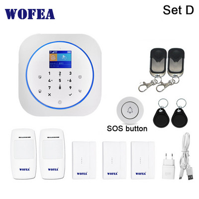 Wofea Smart Home Security 2 în 1 Sistem wireless de alarmă Wifi și GSM Funcționează cu APP Tastatură tactilă LCD RFID Control etichetă Alexa