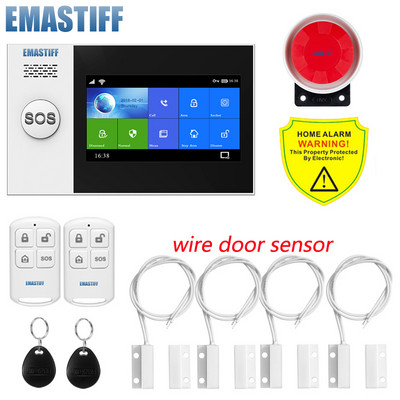 4,3-tolline TFT ekraan Tuya WIFI GSM Kodu sissemurdmise turvasignalisatsioonisüsteem Juhtme liikumisandur APP juht tulekahju suitsuanduri alarm