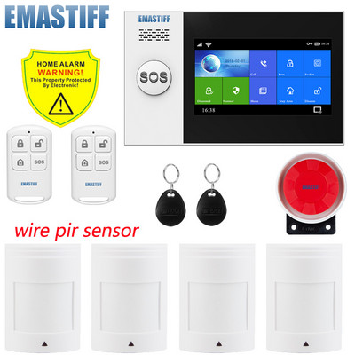 4,3-tolline TFT ekraan Tuya WIFI GSM Kodu sissemurdmise turvasignalisatsioonisüsteem Juhtme liikumisandur APP juht tulekahju suitsuanduri alarm