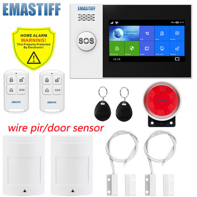 4,3-tolline TFT ekraan Tuya WIFI GSM Kodu sissemurdmise turvasignalisatsioonisüsteem Juhtme liikumisandur APP juht tulekahju suitsuanduri alarm