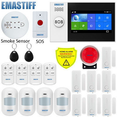 4,3-tolline TFT ekraan Tuya WIFI GSM Kodu sissemurdmise turvasignalisatsioonisüsteem Juhtme liikumisandur APP juht tulekahju suitsuanduri alarm