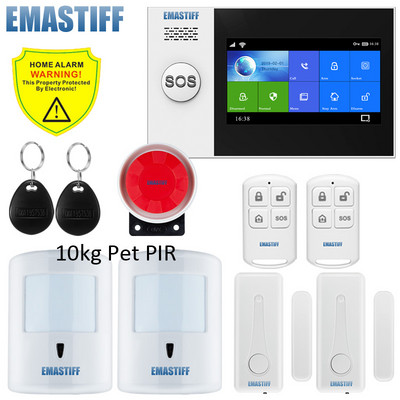 4,3-tolline TFT ekraan Tuya WIFI GSM Kodu sissemurdmise turvasignalisatsioonisüsteem Juhtme liikumisandur APP juht tulekahju suitsuanduri alarm