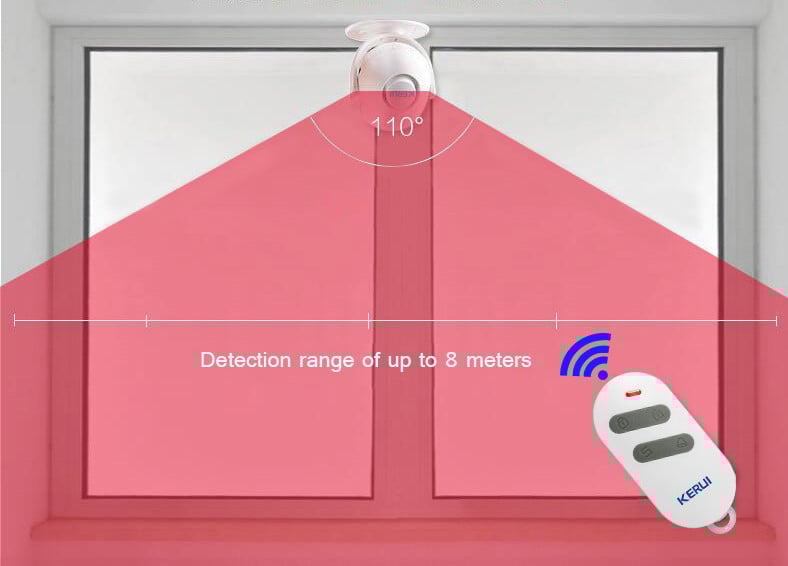 KERUI P6 sveiciena trauksmes signāls bezvadu drošības aizsardzība infrasarkanais IR kustības sensors, durvju zvans, durvju zvans + tālvadības pults