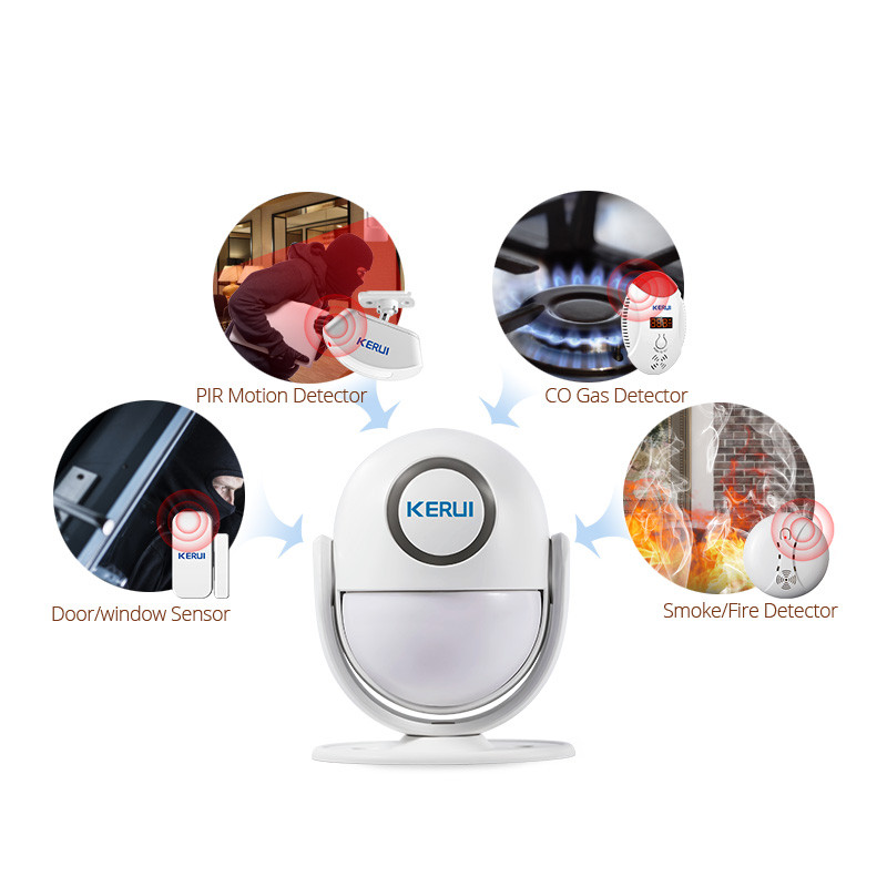 KERUI P6 sveiciena trauksmes signāls bezvadu drošības aizsardzība infrasarkanais IR kustības sensors, durvju zvans, durvju zvans + tālvadības pults