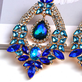 Нови стилове Дълги метални цветни кристални капкови обеци Висококачествени модни кристали Аксесоари за бижута за жени на едро
