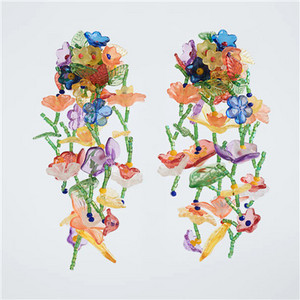 JURAN Nova moda 2020. Cvjetne naušnice za žene Boemske raznobojne geometrijske padajuće naušnice Pokloni za zabave Bižuterije Veleprodaja