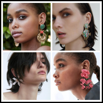 JURAN Нова мода 2020 г. Цветни обеци за жени Бохемски многоцветни геометрични капкови обеци Парти подаръци Бижута на едро
