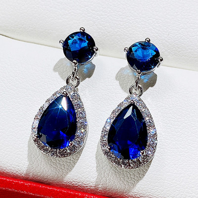 CAOSHI Cercei de lux pentru femeie cu cristale strălucitoare din zirconiu, 5 culori disponibile, accesorii de petrecere pentru femei nobile, bijuterii cadou