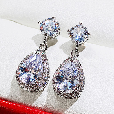 CAOSHI Cercei de lux pentru femeie cu cristale strălucitoare din zirconiu, 5 culori disponibile, accesorii de petrecere pentru femei nobile, bijuterii cadou