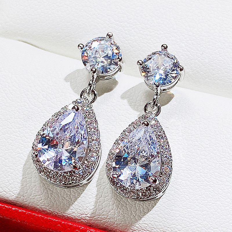 CAOSHI Cercei de lux pentru femeie cu cristale strălucitoare din zirconiu, 5 culori disponibile, accesorii de petrecere pentru femei nobile, bijuterii cadou
