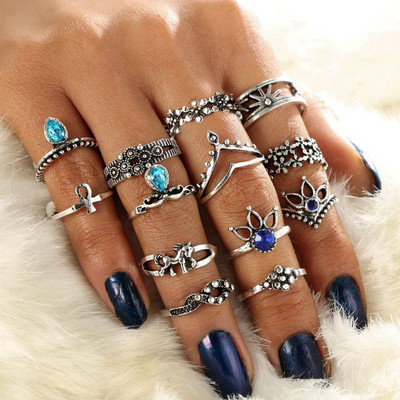 Novi boemski set prstenja za žene Vintage Antikna zlatna boja Laides Retro Dodaci za prste anillos mujer Retro bague femme