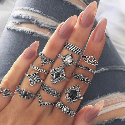 Novi boemski set prstenja za žene Vintage Antikna zlatna boja Laides Retro Dodaci za prste anillos mujer Retro bague femme