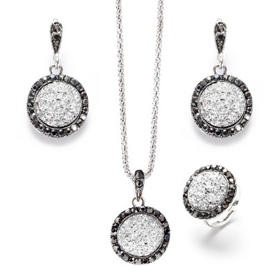 MINHIN Veleprodajni retro setovi nakita za žene Hot Sale Antikni crni kristalni okrugli kameni privjesak Statement Jewelry Sers