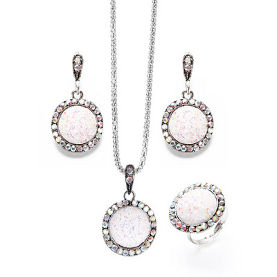 MINHIN Veleprodajni retro setovi nakita za žene Hot Sale Antikni crni kristalni okrugli kameni privjesak Statement Jewelry Sers