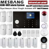 WIFI GSM Kućni bežični sigurnosni alarmni sustav Kompleti Protuprovalni alarm Detektor pokreta protiv kućnih ljubimaca Tuya Alexa APP Wifi kamera 11 jezika