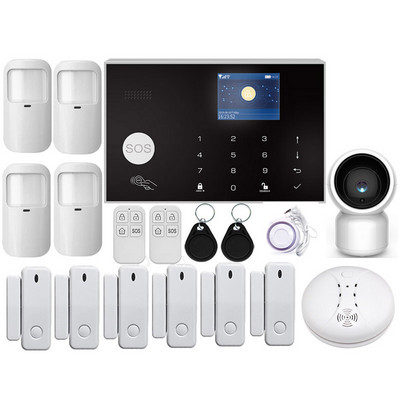 WIFI GSM Kućni bežični sigurnosni alarmni sustav Kompleti Protuprovalni alarm Detektor pokreta protiv kućnih ljubimaca Tuya Alexa APP Wifi kamera 11 jezika