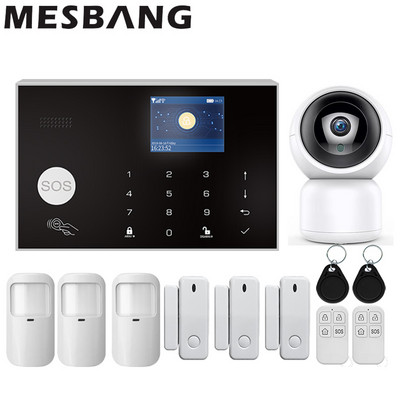 WIFI GSM Kućni bežični sigurnosni alarmni sustav Kompleti Protuprovalni alarm Detektor pokreta protiv kućnih ljubimaca Tuya Alexa APP Wifi kamera 11 jezika