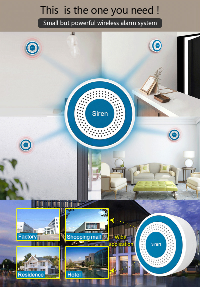 Sirenă stroboscopică bliț fără fir 433Mhz WIFI sunet și senzor stroboscop bliț Alimentare USB pentru sistem de alarmă antiefracție la domiciliu