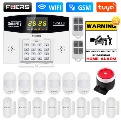 Fuers Tuya Smart WIFI GSM Σύστημα συναγερμού Διαρρήκτη Έξυπνο σύστημα συναγερμού σπιτιού Έγχρωμη οθόνη LCD Αισθητήρας κίνησης ασφαλείας σπιτιού