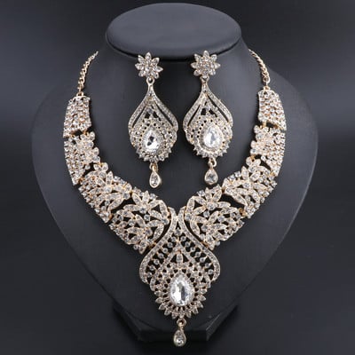 Cercei de lux cu cristal albastru pentru femei, colier, set de bijuterii pentru nunta de mireasă, elegant, petrecere, costum de bal, accesorii pentru rochie, cadouri