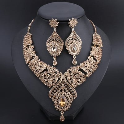 Cercei de lux cu cristal albastru pentru femei, colier, set de bijuterii pentru nunta de mireasă, elegant, petrecere, costum de bal, accesorii pentru rochie, cadouri